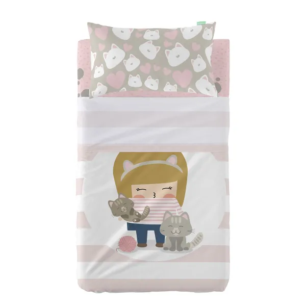 Cot Bedding Set HappyFriday Happynois Kitty Multicolour