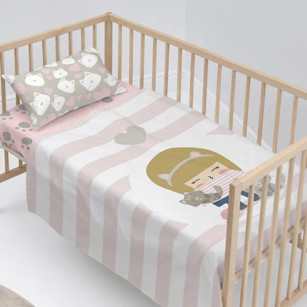 Cot Bedding Set HappyFriday Happynois Kitty Multicolour