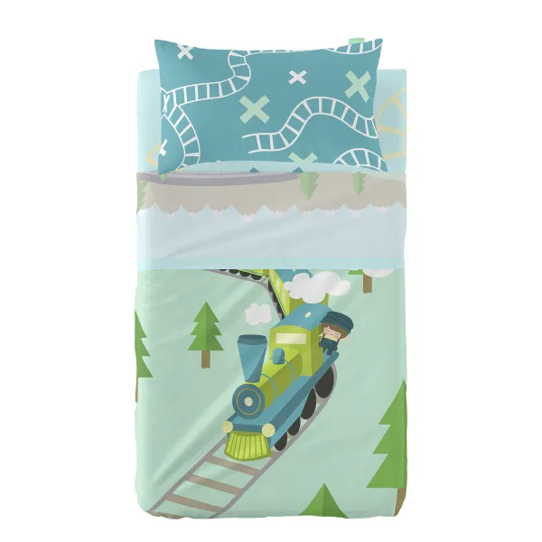 Cot Bedding Set HappyFriday Happynois Train Multicolour