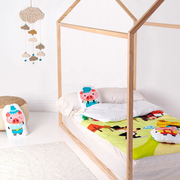 Комплект постельного белья на молнии с одеялом HappyFriday Mr Fox Piggys Разноцветный 42 x 20 x 50 cm