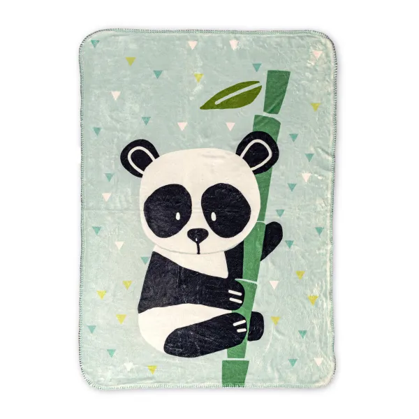 Sega HappyFriday Moshi Moshi Panda Garden Blue Daudzkrāsains Mikrošķiedra 110 x 140 cm