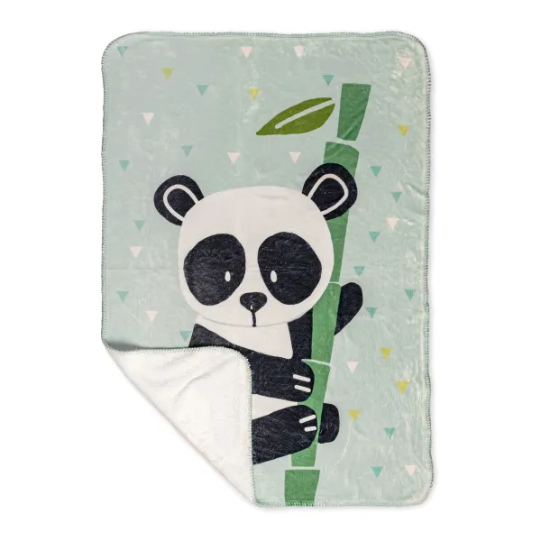Sega HappyFriday Moshi Moshi Panda Garden Blue Daudzkrāsains Mikrošķiedra 110 x 140 cm