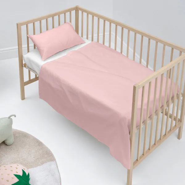 Cot Bedding Set HappyFriday BASIC KIDS Light Pink Baby Crib
