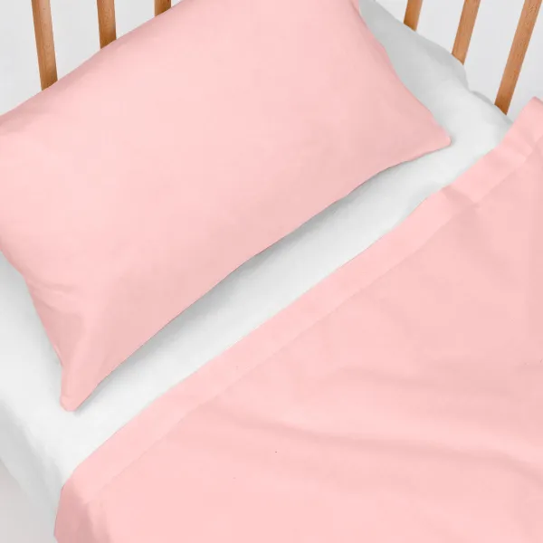 Cot Bedding Set HappyFriday BASIC KIDS Light Pink Baby Crib