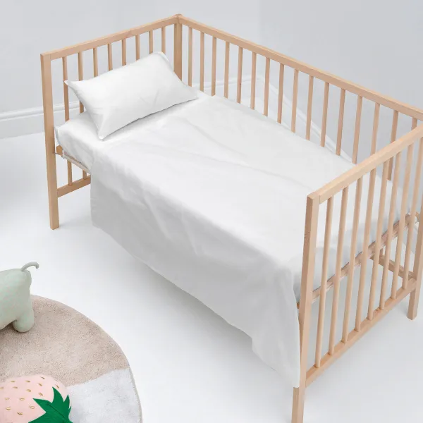 Cot Bedding Set HappyFriday BASIC KIDS White Baby Crib