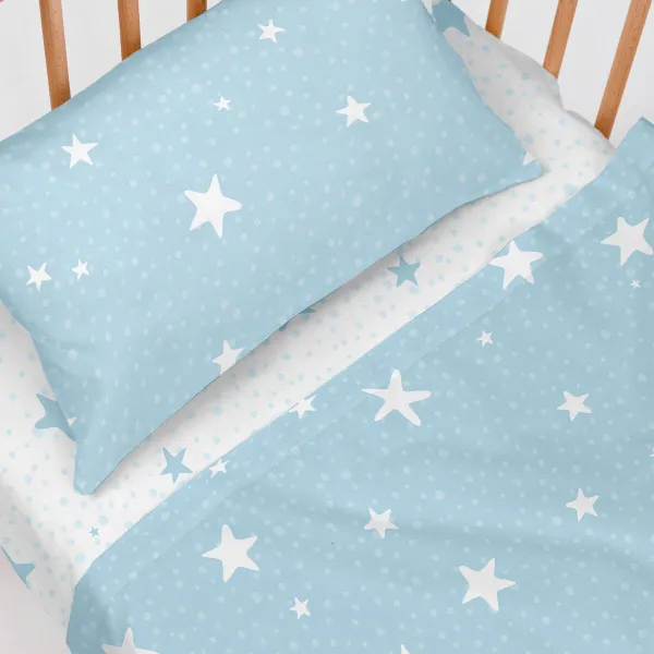 Мешок Nordic без наполнения HappyFriday Basic Kids Little star Синий Детская кроватка 2 Предметы