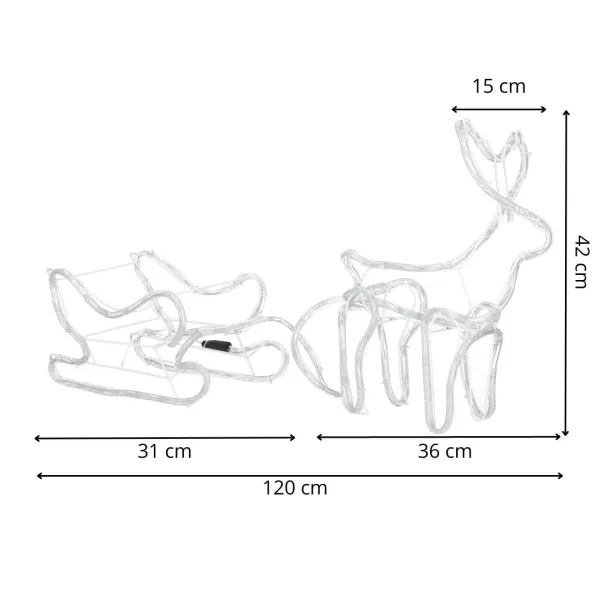 LED Joulukoriste poro ja reki Springos CL4119, 120 cm, lämmin valkoinen