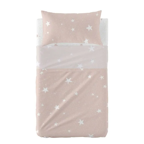 Cot Bedding Set HappyFriday Basic Kids Little star Pink