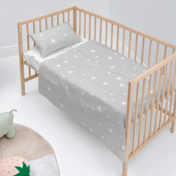 Pussilakana ilman täytettä HappyFriday Basic Kids Little star Harmaa Vauvan kehto 2 Kappaletta