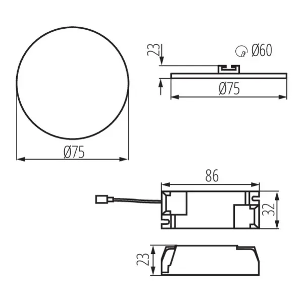 Downlight fitting AREL LED