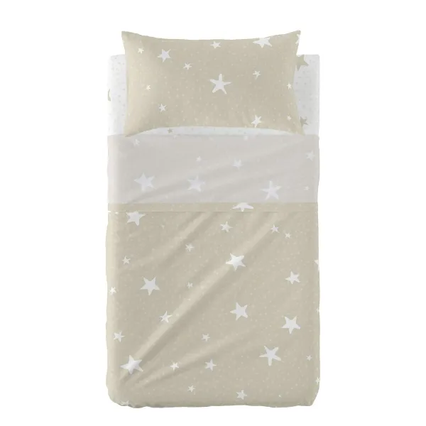Cot Bedding Set HappyFriday Basic Kids Little star Beige Baby Crib