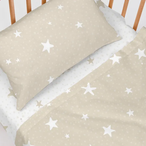 Antklodės užvalkalas be užpildo HappyFriday Basic Kids Little star Rusvai gelsva Vaikiška lovytė 2 Dalys