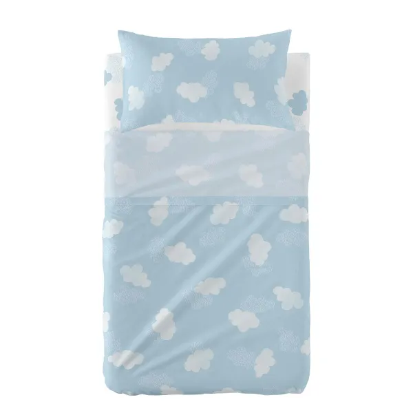 Cot Bedding Set HappyFriday Basic Kids Clouds Blue
