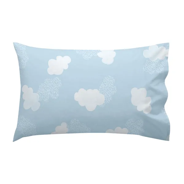 Cot Bedding Set HappyFriday Basic Kids Clouds Blue Baby Crib