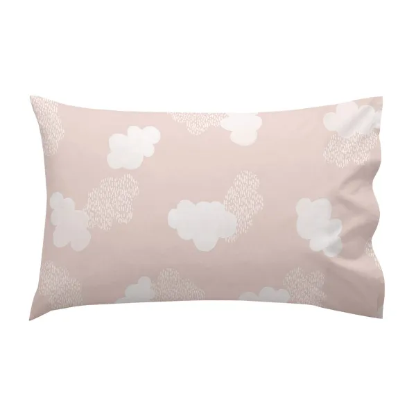 Cot Bedding Set HappyFriday Basic Kids Clouds Pink Baby Crib