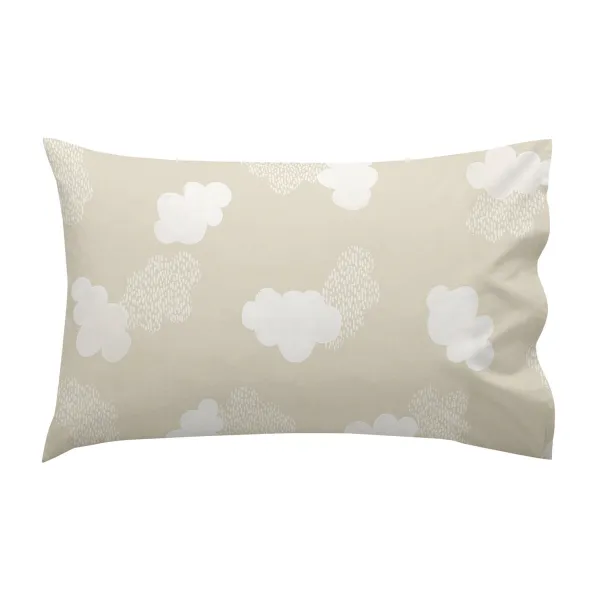 Cot Bedding Set HappyFriday Basic Kids Clouds Beige Baby Crib
