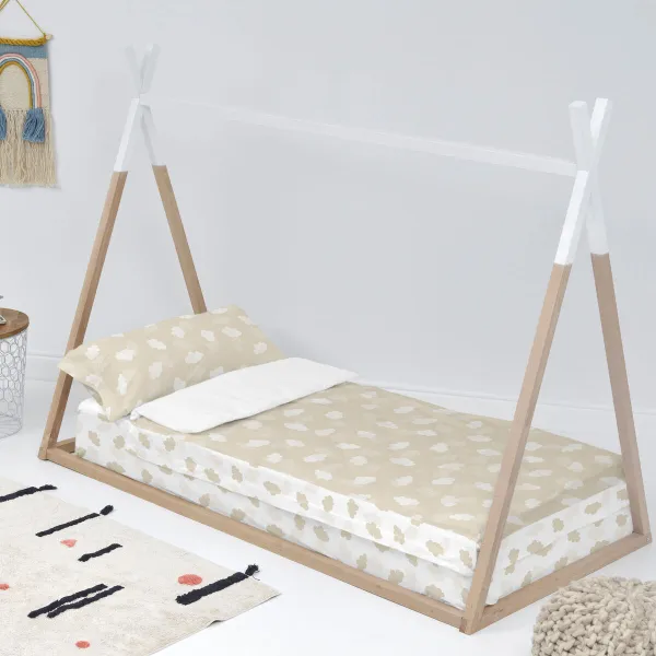 Quilted Zipper Bedding HappyFriday Basic Clouds Beige 105 x 200 cm