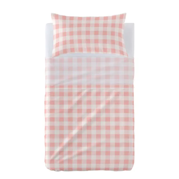 Cot Bedding Set HappyFriday Basic Kids Vichy Pink