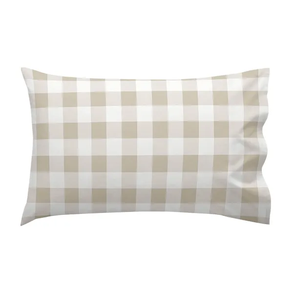 Cot Bedding Set HappyFriday Basic Kids Vichy Beige Baby Crib