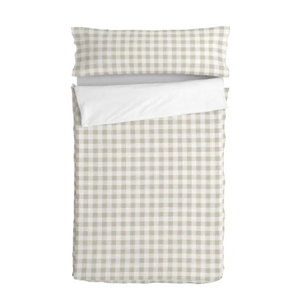 Quilt Cover without Filling HappyFriday Basic Kids Vichy Beige 90 x 200 cm