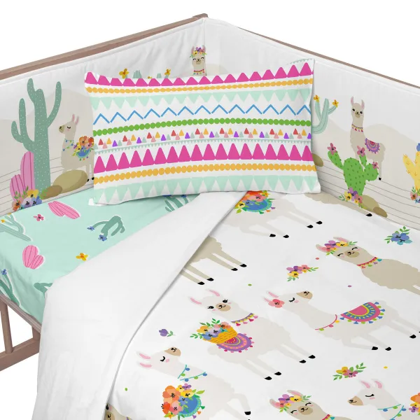 Vaikiškos lovelės apsauga HappyFriday Moshi Moshi Cute llamas Spalvotas 210 x 40 cm