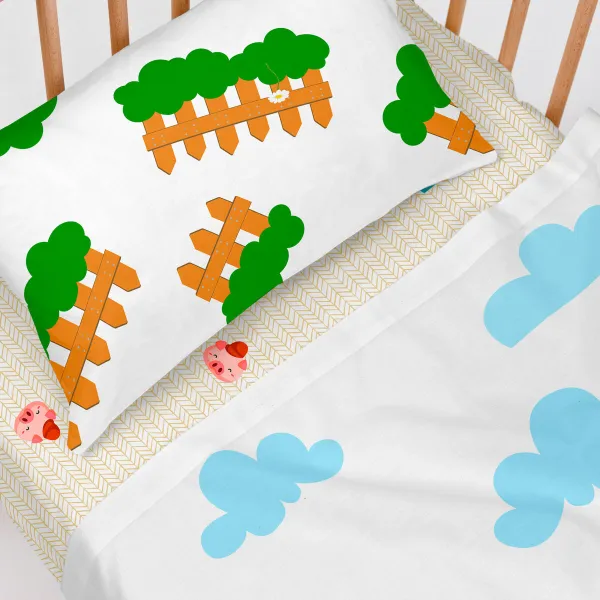 Cot Bedding Set HappyFriday Mr Fox Piggys Multicolour