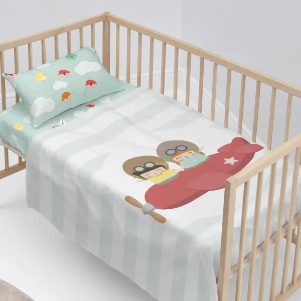 Cot Bedding Set HappyFriday Happynois Learning To Fly Multicolour