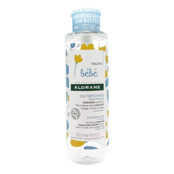 Очищающая вода без необходимости ополаскивания для младенцев Klorane Baby 500 ml