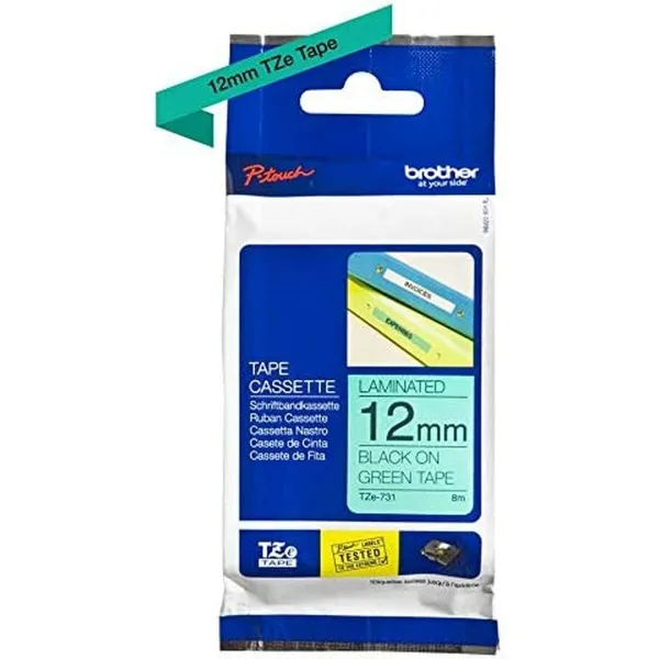 Laminēta lente iekārtu marķēšanai Brother TZE-731 Melns