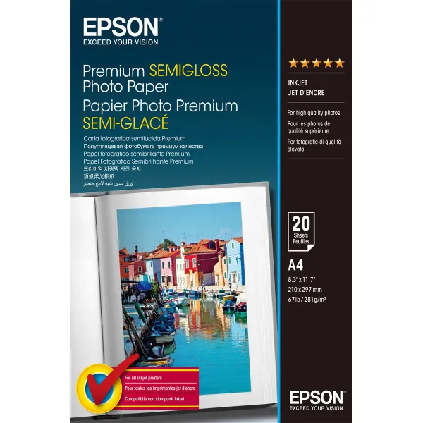 Kiiltävä valokuvapaperi Epson C13S041332 A4 20 Levyt 251 g/m² (1 osaa)