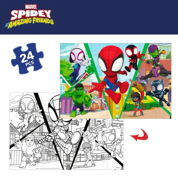 Lasten palapeli Spidey Kaksipuolinen 50 x 35 cm 24 Kappaletta (12 osaa)