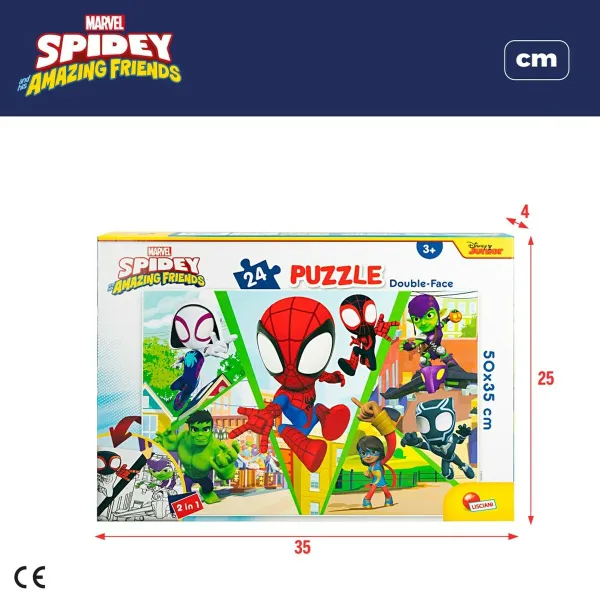 Детский паззл Spidey Двухстороннее 50 x 35 cm 24 Предметы (12 штук)