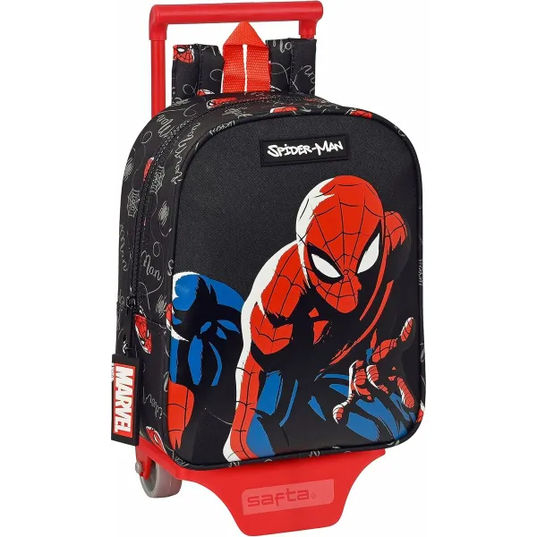 Mokyklinė kuprinė su ratukais Safta Spiderman Hero Juoda 22 x 27 x 10 cm