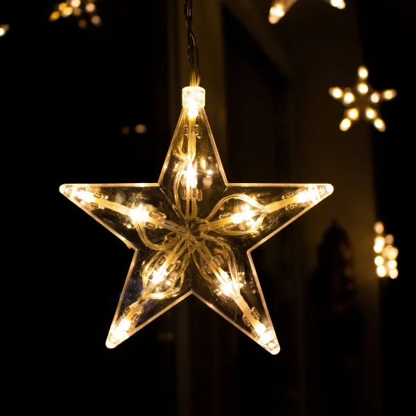 Šviesos užuolaida Springos CL4139, 70 LED, žvaigždutės, šiltai balta