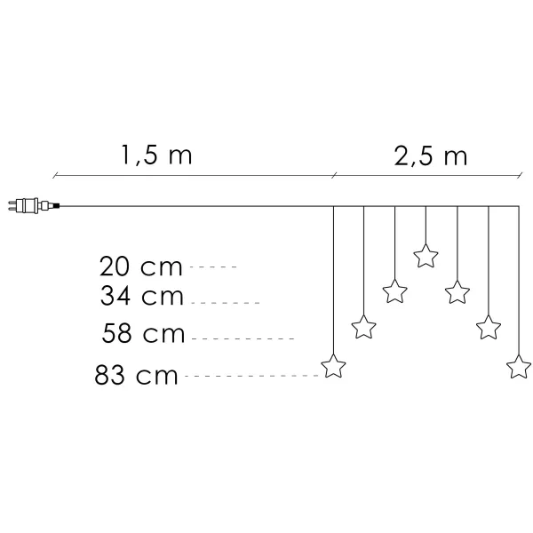 Valoverho Springos CL4139, 70 LED, tähdet, lämmin valkoinen