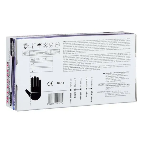 Vienkartinės pirštinės Maxsafe BF-5903002203774_Vendor Dydžiai Nitrilas (100 pcs)