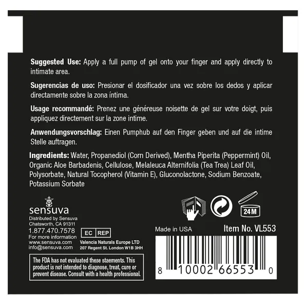 Anal Lubricant Sensuva Mint 6 ml