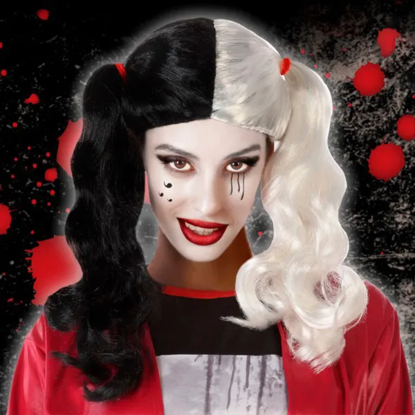 Halloween peruukki Valkoinen Harlekiini