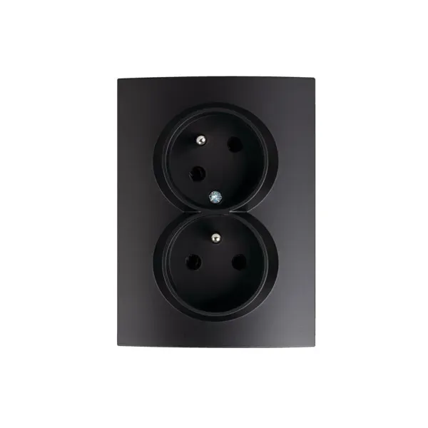 Type E double power socket, complete, with contact protection LOGI