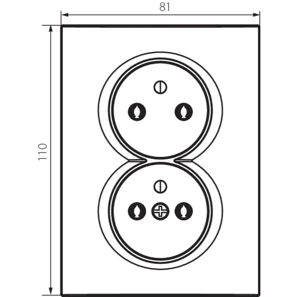 Type E double power socket, complete, with contact protection LOGI