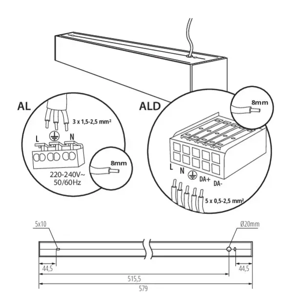 Linear LED luminaire ALIN-SL-NT