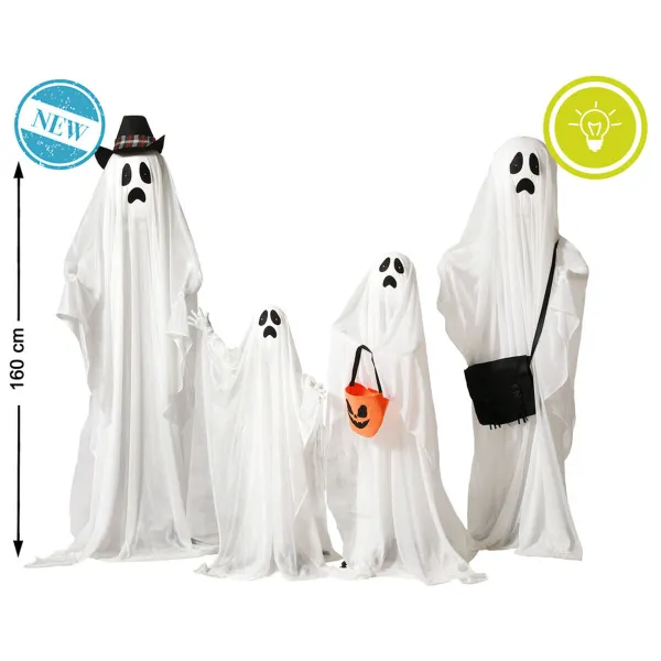 Halloween-koristeet 160 x 50 x 20 cm Valkoinen Haamu (4 Kappaletta) (4 osaa)