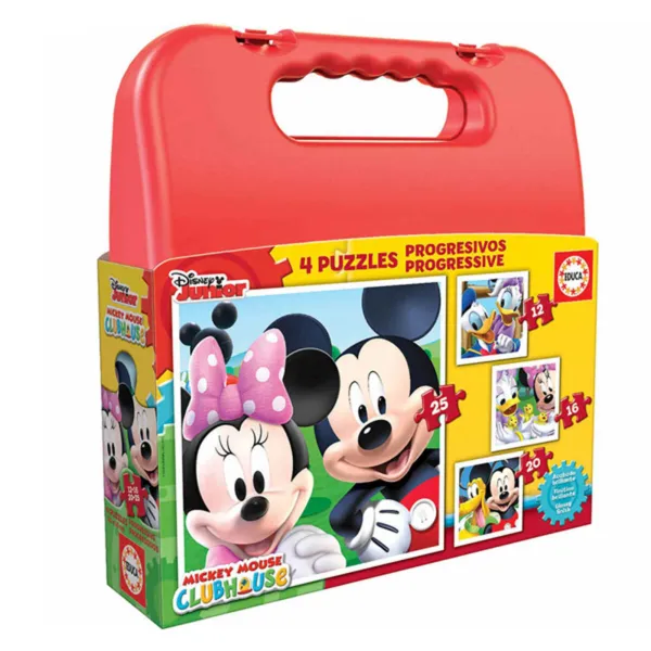 4 Pužļu Komplekts Disney Mickey Mouse Progressive Educa 16505 (12-16-20-25 pcs)