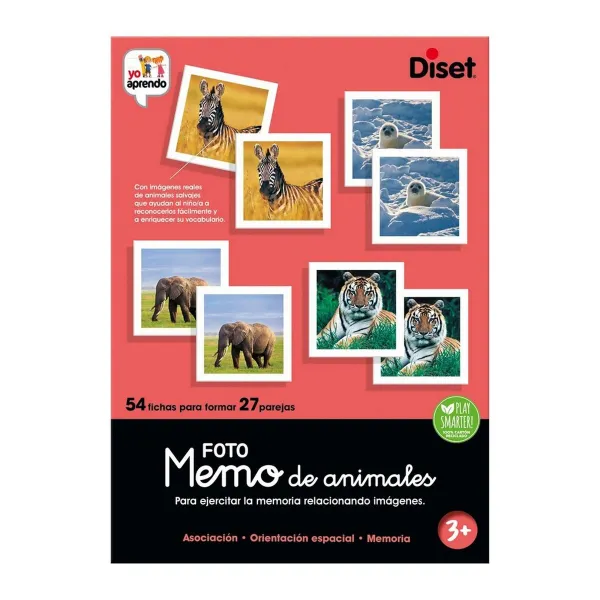 Izglītojošā Spēle Diset Memo Photo Animales 54 Daudzums