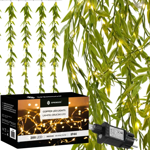 LED-valoköynnös tekolehdillä (ruskus), valokoriste Springos CL4125