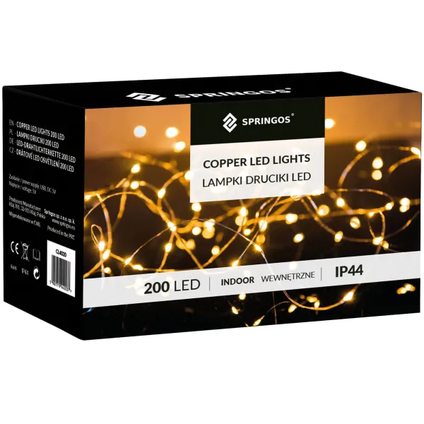 LED virtene ar mākslīgajām Ruskusa lapām, gaismas dekorācija Springos CL4125