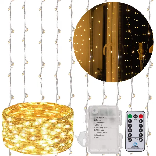 Jouluinen LED-valoverho Springos CL0183, 300 LEDiä, 3x3 m, lämmin valkoinen