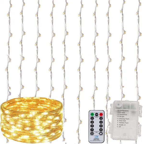Kalėdinė LED šviesos užuolaida Springos CL0183, 300 LED, 3x3 m, šiltai balta