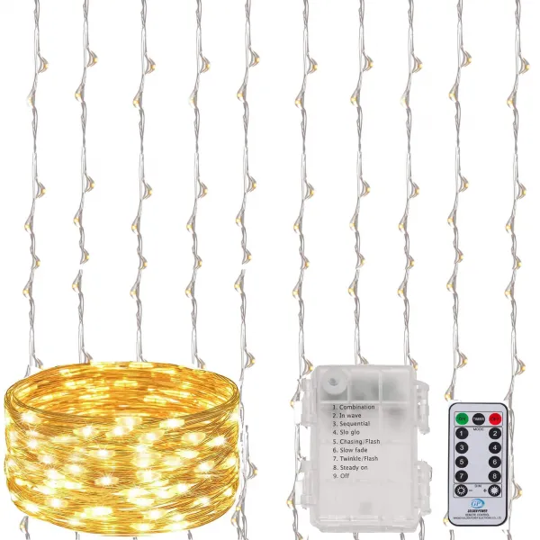 Kalėdinė LED šviesos užuolaida Springos CL0183, 300 LED, 3x3 m, šiltai balta