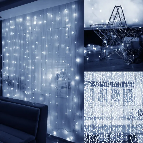 Световая штора Springos CL0184 300 LED гирлянда холодный белый свет для дома и улицы